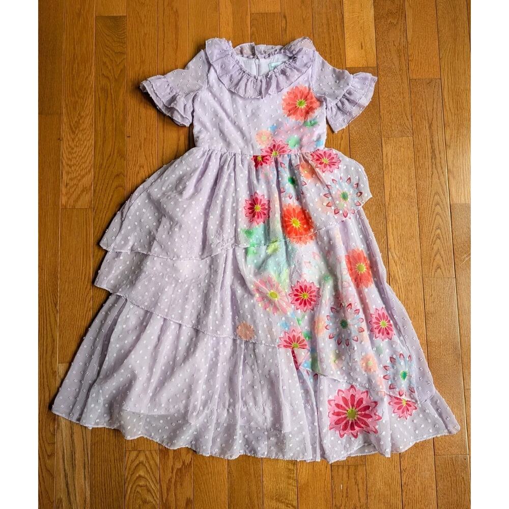 Only Little Once Encanto Isabela Dress Purple Ruffle Floral Girls Size 7